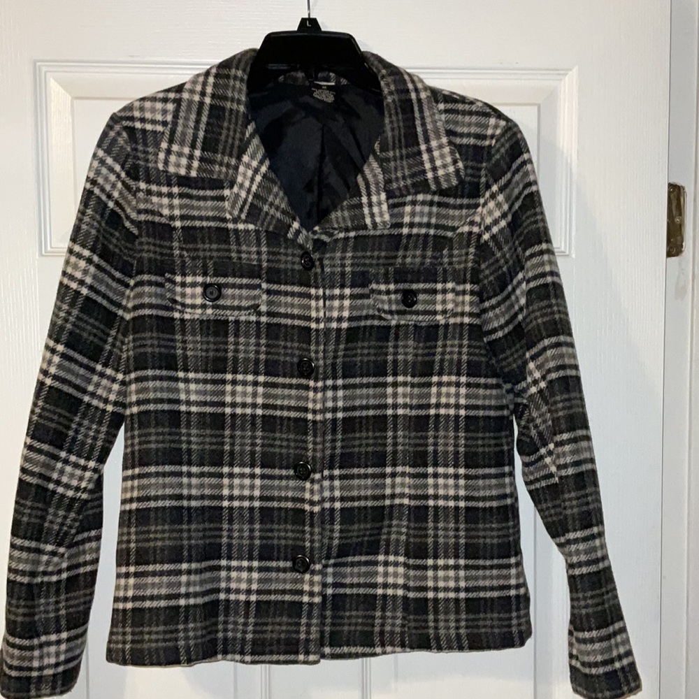 Old Navy size M gray plaid lined jacket/blazer
